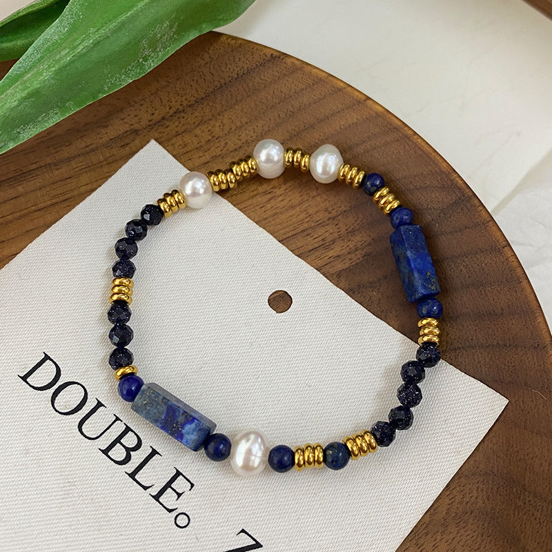 Natural Lazurite Pearl Bracelet