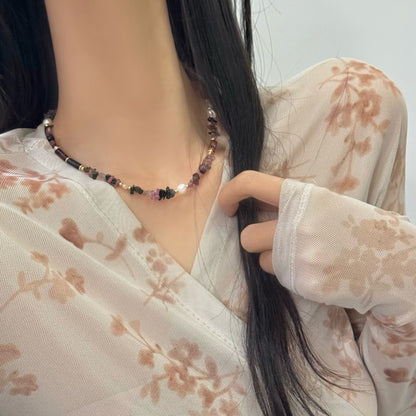 Multi Stone Pearl Necklace