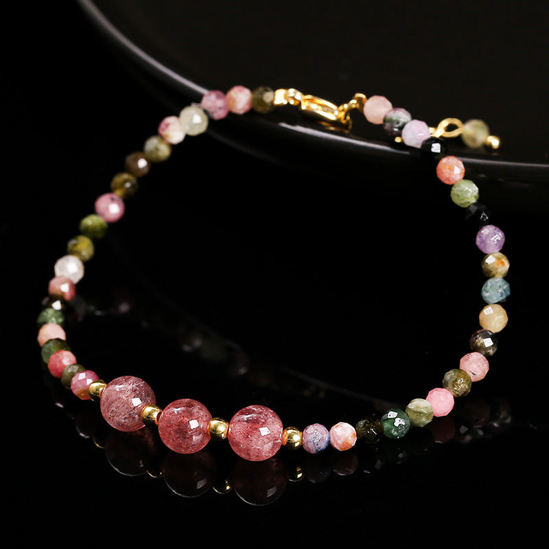 Faceted Tourmaline Strawberry Bracelet