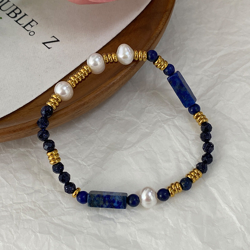 Natural Lazurite Pearl Bracelet