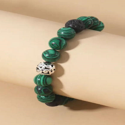 Malachite Beaded Lava Stone Braided Bracelet