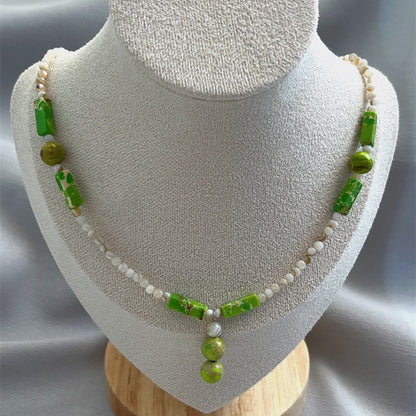 Green Imperial Stone Beaded Necklace