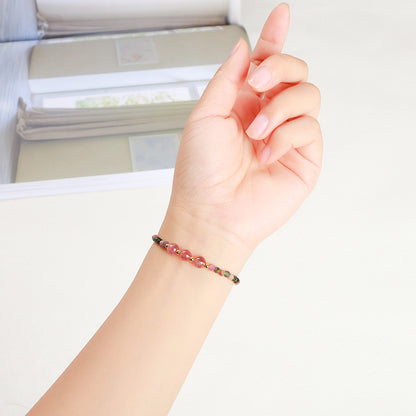 Faceted Tourmaline Strawberry Bracelet