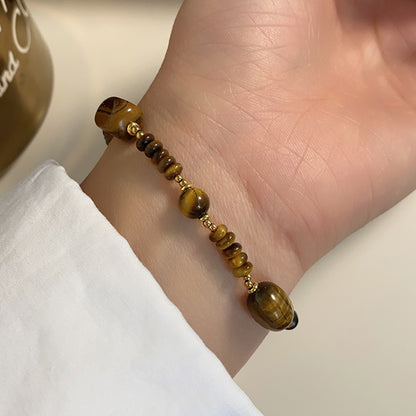 Pearl Decor Tiger Eye Stone Bracelet