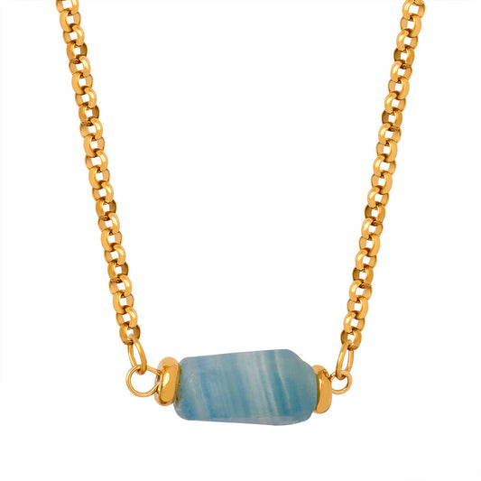 Irregular Agate Stainless Steel Chain Necklace