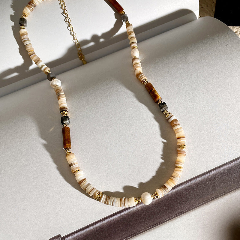Vintage Shell Heise Tiger Eye Necklace