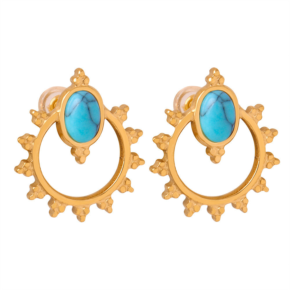 Turquoise Stainless Steel Sun Earring