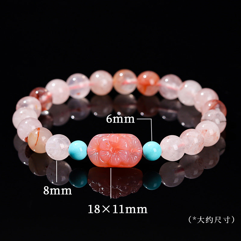 Yanyuan Agate Pendant Red Gel Flower Crystal Bracelet