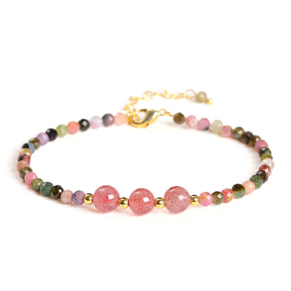 Faceted Tourmaline Strawberry Bracelet