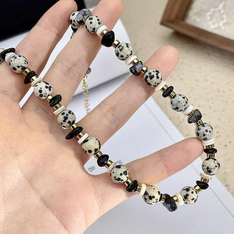 Spotted Stone Necklace Bracelet Set