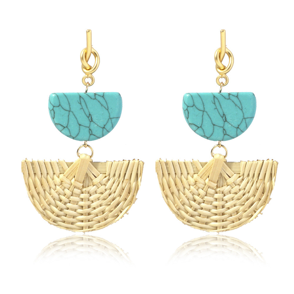 Handmade rattan gemstone earrings