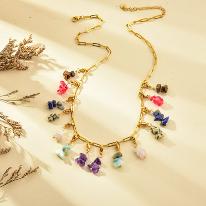 Colorful gemstone Chips pendant DIY necklace
