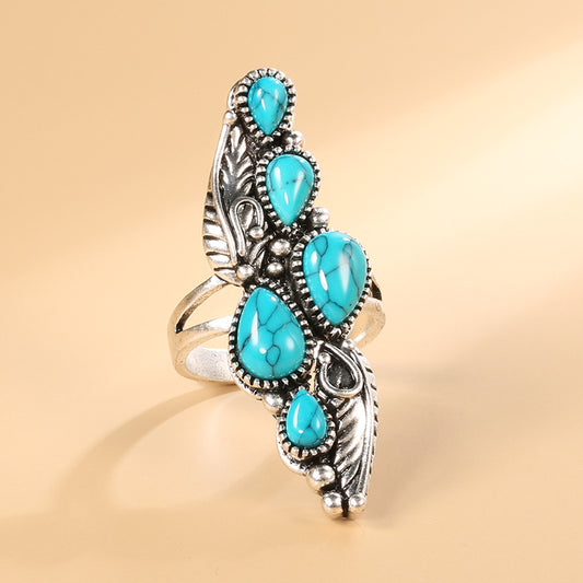 Water drop turquoise ring
