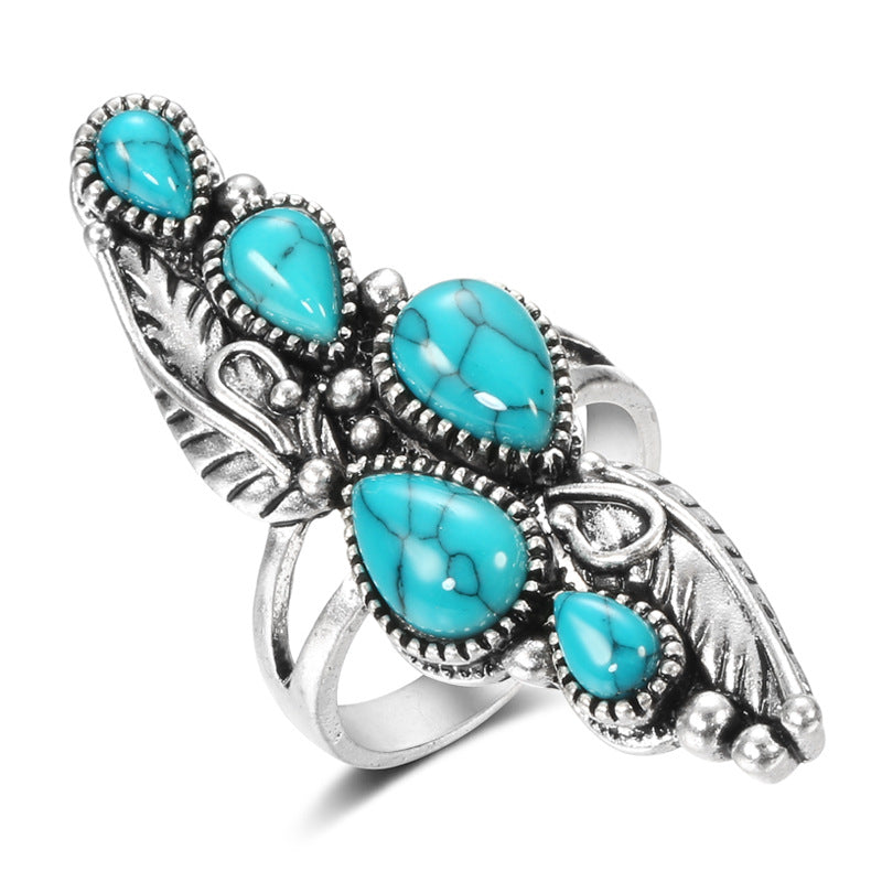 Water drop turquoise ring