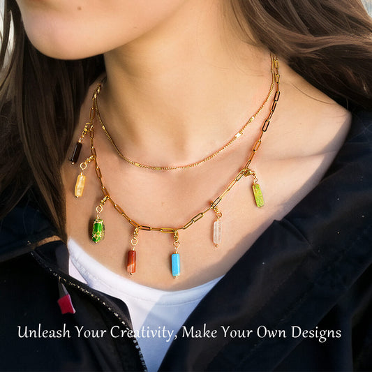 Colorful gemstone pendant DIY necklace