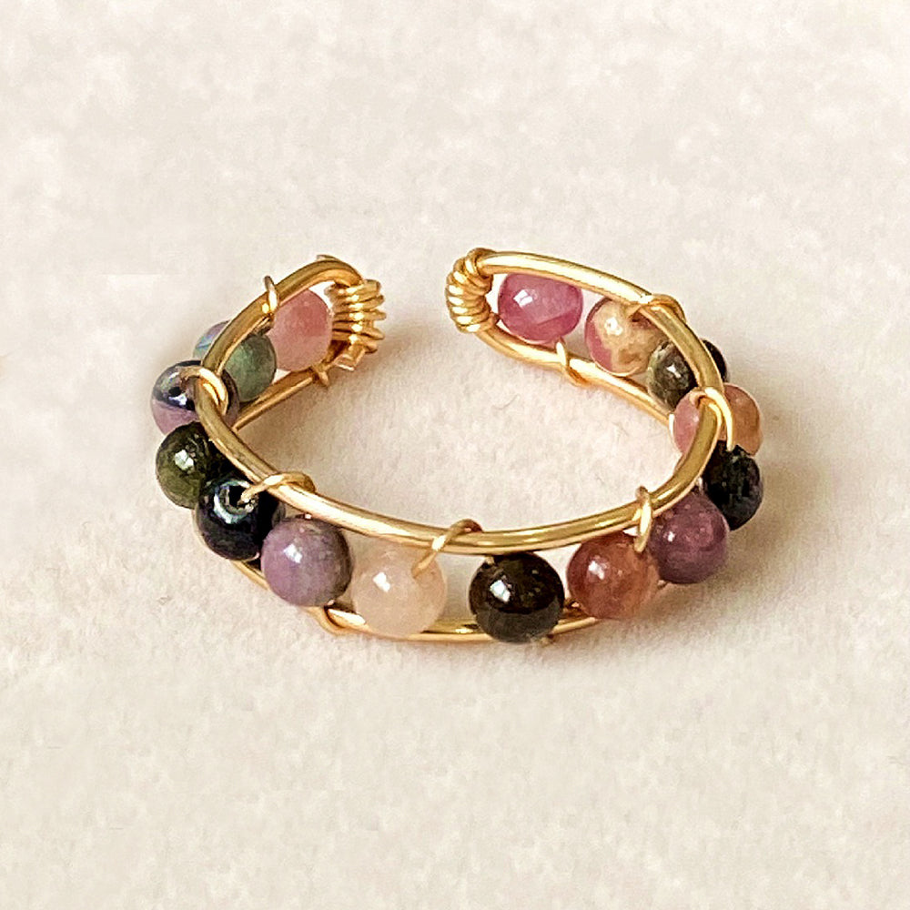 Handmade silk gemstone ring