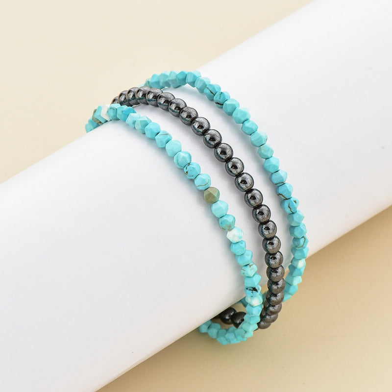 Multilayer Faceted Turquoise Hematite Bracelet