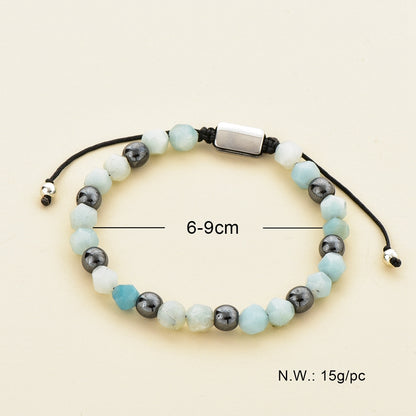 Faceted Amazon Stone Braided Bracelet