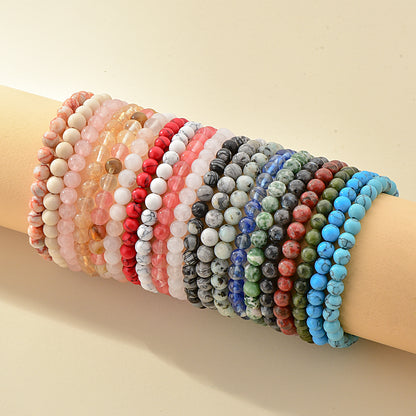 6mm Natural Stone Beaded Bracelet