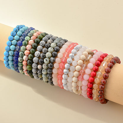 8mm Natural Stone Beaded Bracelet