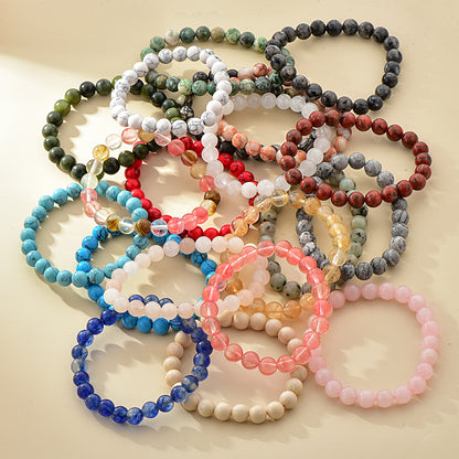 8mm Natural Stone Beaded Bracelet