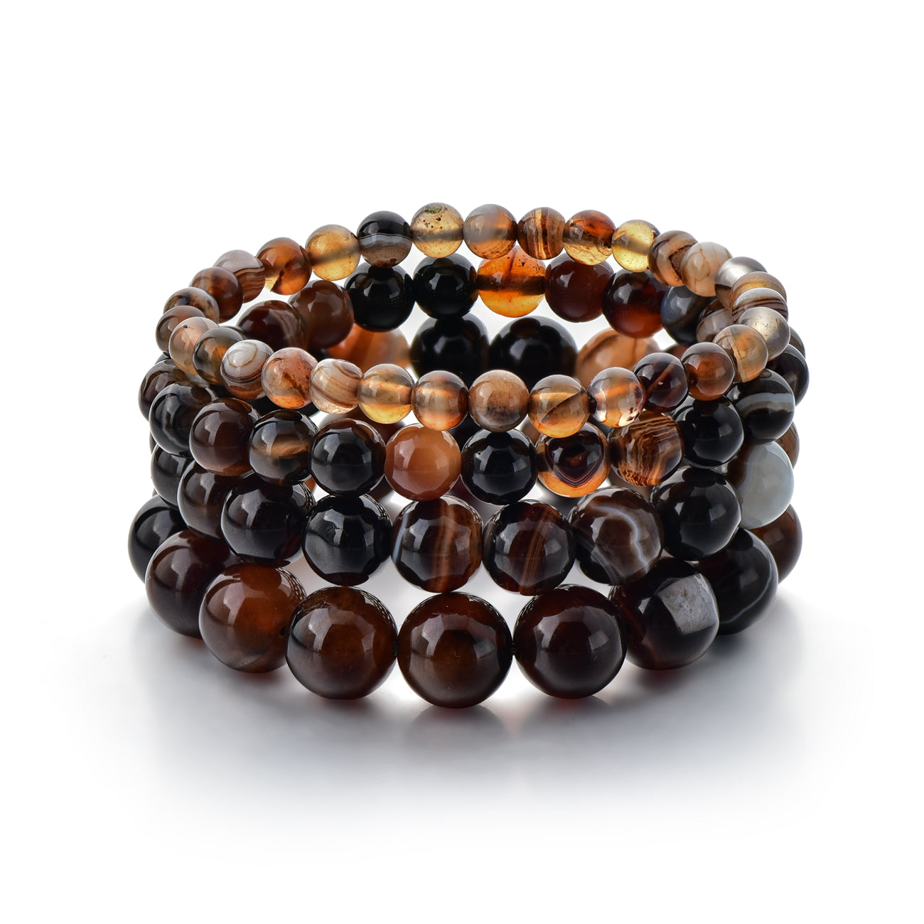 Brown Agate Beaded Bracelet Set