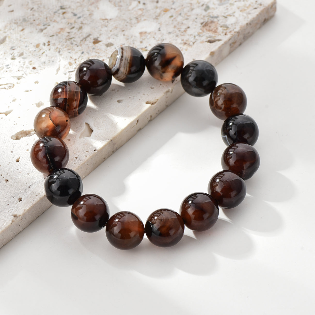 Brown Agate Beaded Bracelet Set