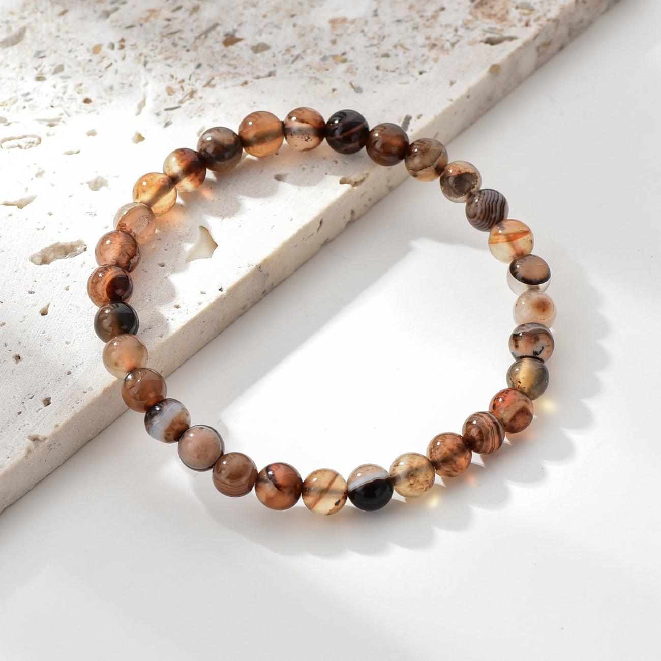 Brown Agate Beaded Bracelet Set