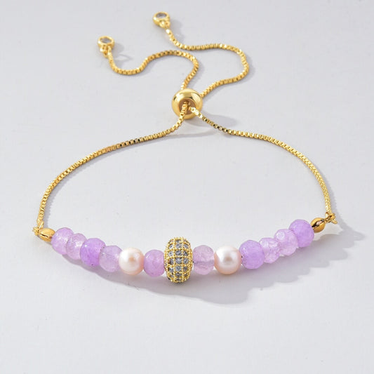 Amethyst Pearl Adjustable Bracelet