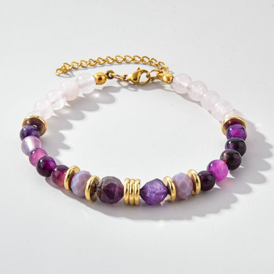 purple Agate Rose Quartz Bracelet