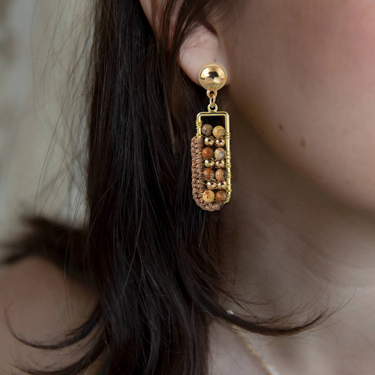 Braided Gemstone Earring