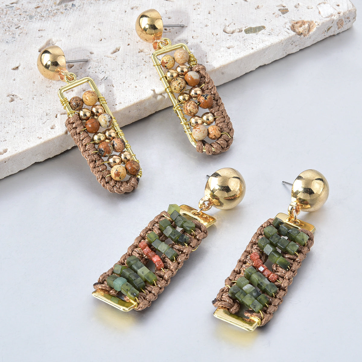 Braided Gemstone Earring