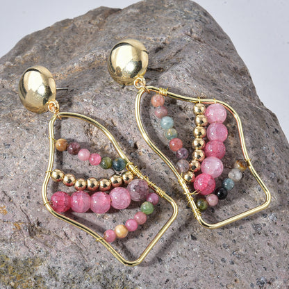 Wire Wrap Gemstone Beads Earring