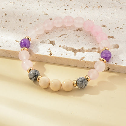 Rose Quartz Druz Pendant Necklace Bracelet Set