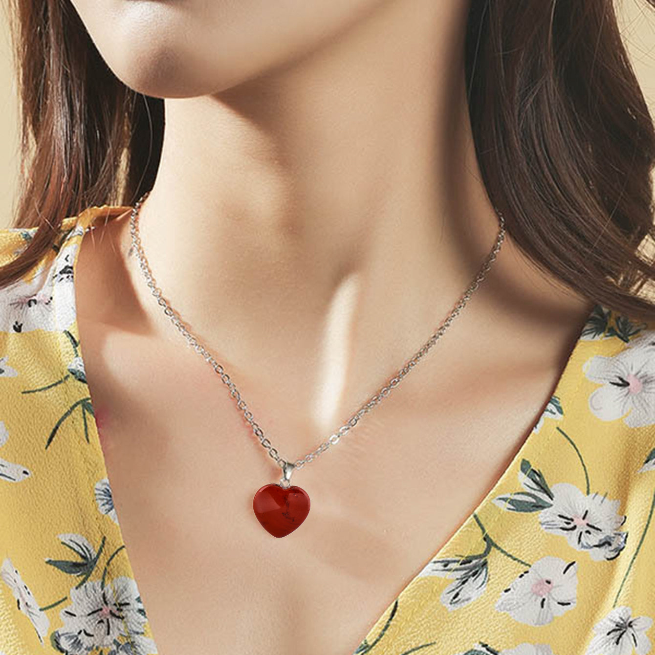 Gemstone Heart Pendant Necklace