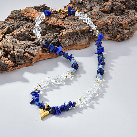 Lapis Lazuli Crystal Necklace Heart Charm