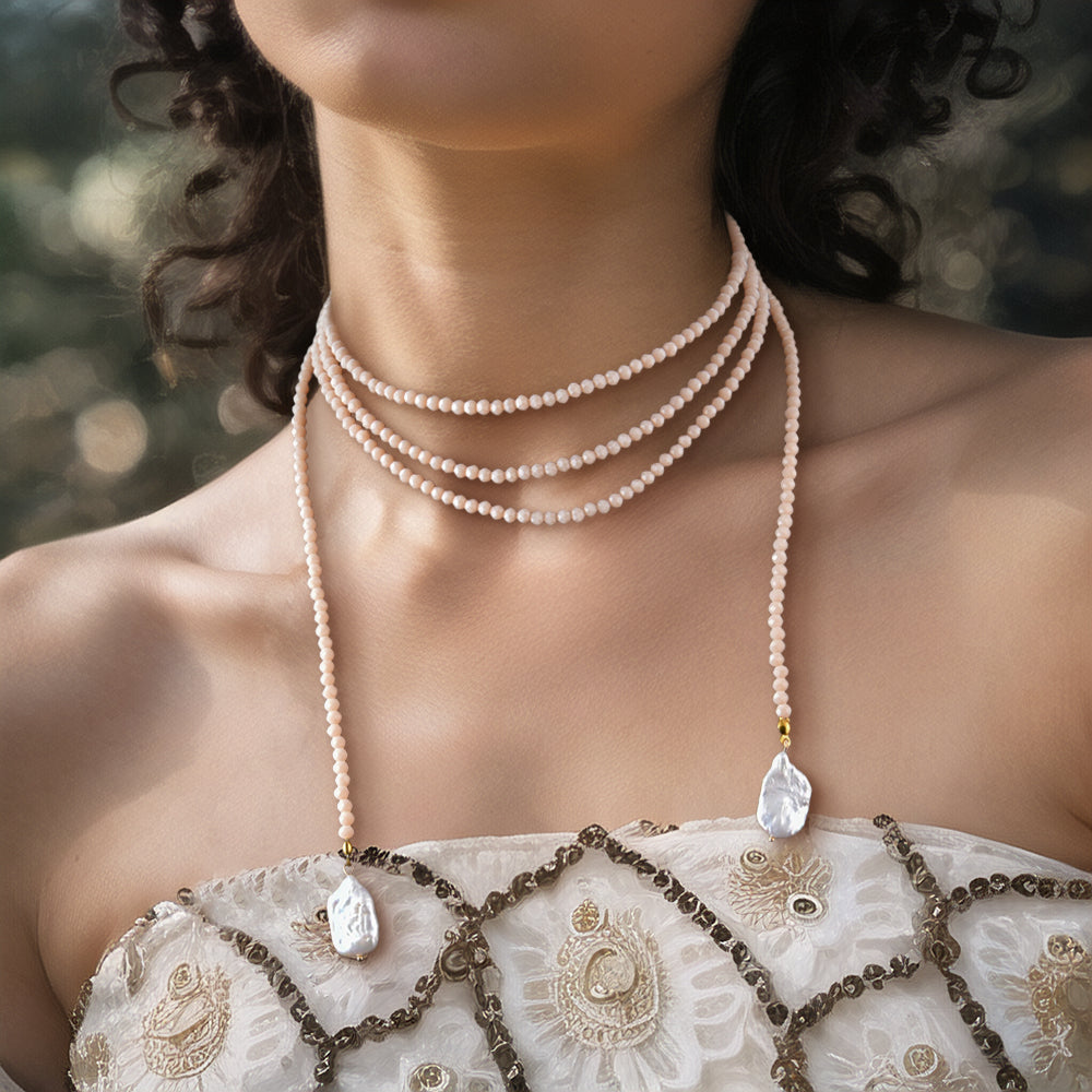 Long Necklace with Baroque Pearl Pendant