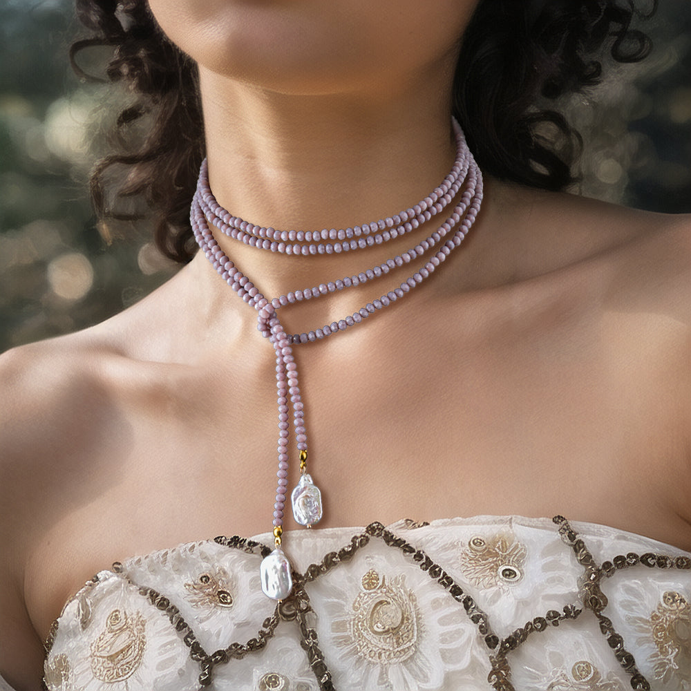 Long Necklace with Baroque Pearl Pendant