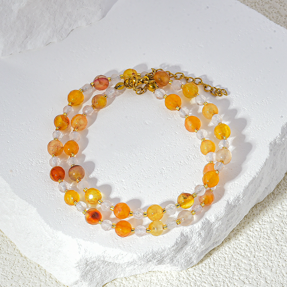 Pearl/Crystal Deco Orange Agate Necklace