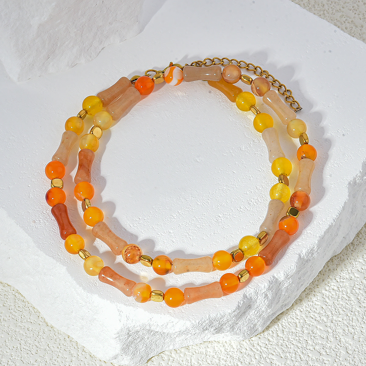 Pearl/Crystal Deco Orange Agate Necklace