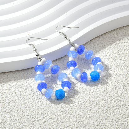 Sea Blue Knoted Toggle Necklace Earring Set