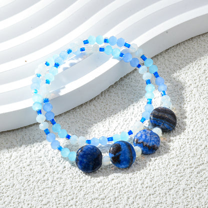 Blue Gemstone Crystal Beads Jewelry Set