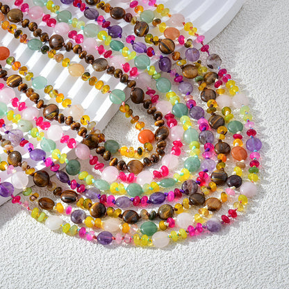 Color Gems Beads Knoted Necklace