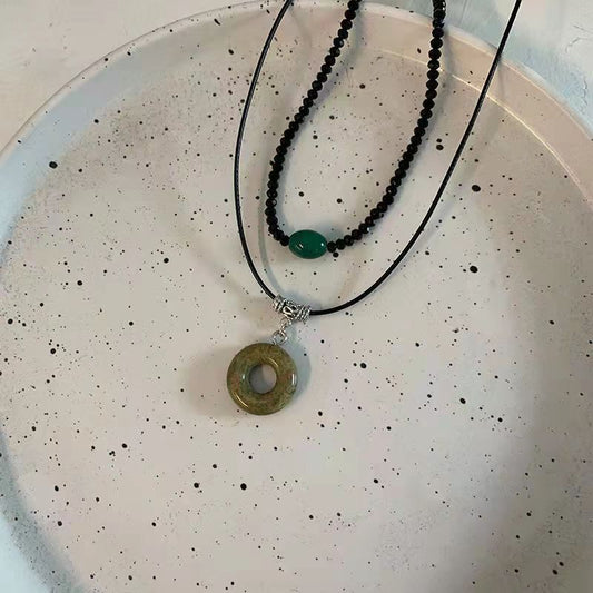 circle pendant stackable necklace