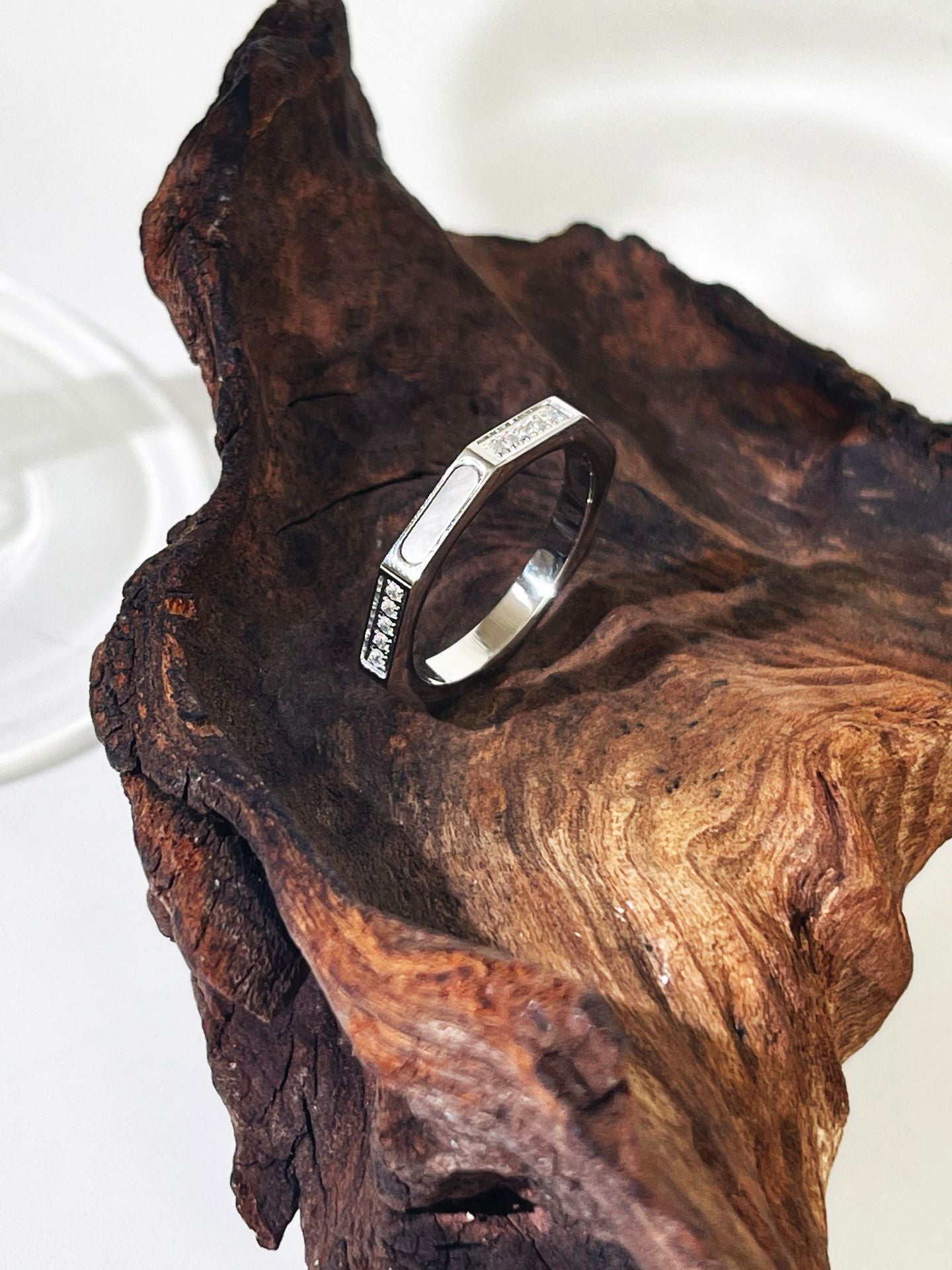 Octagonal gemstone ring