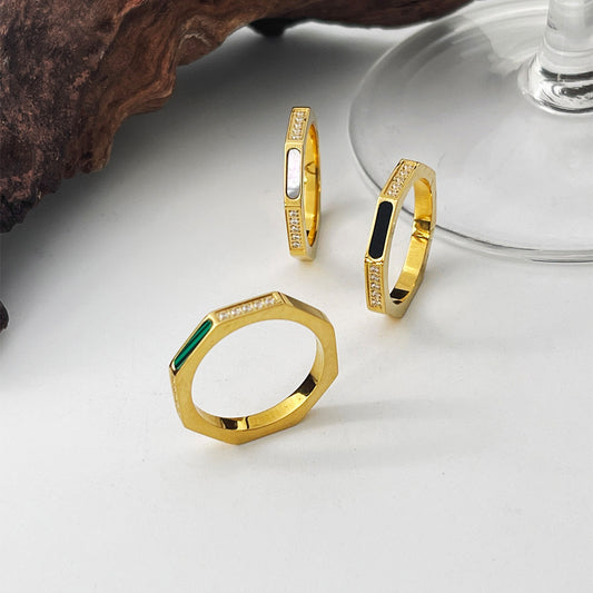 Octagonal gemstone ring