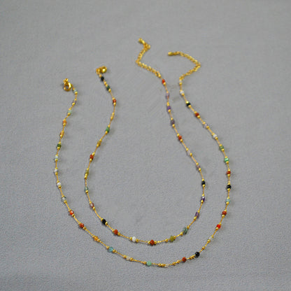 Mixed Gemstone Necklace Bracelet Set