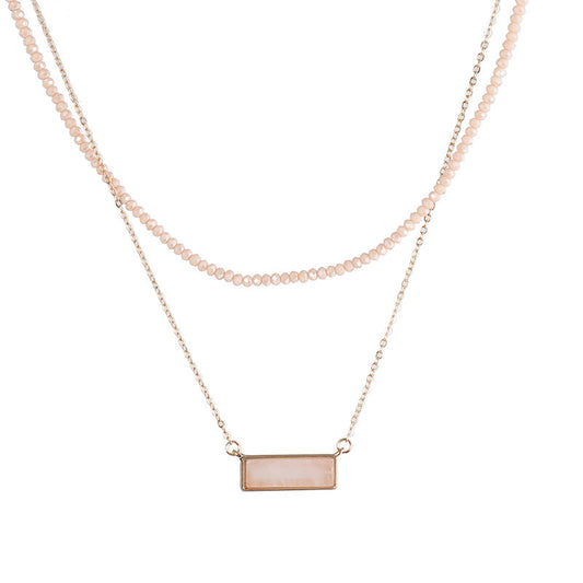 Rose quartz multi-layered necklace