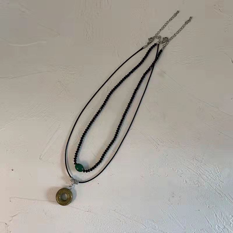 circle pendant stackable necklace