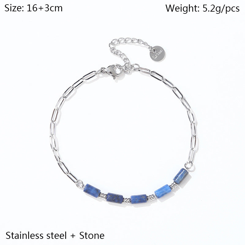 Cylinder Beaded Stainless Steel Bracelet